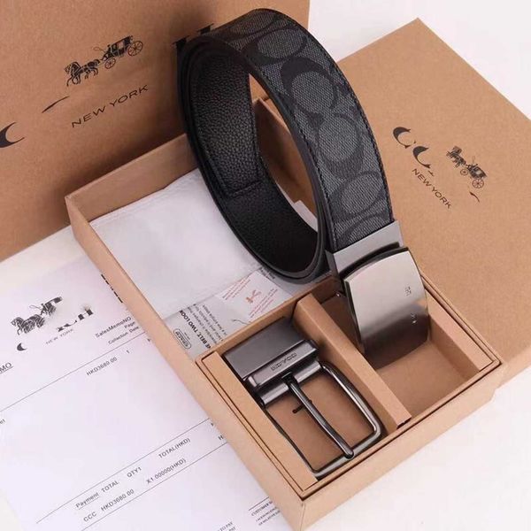 

belts suspenders new pin men's home c cow leather business double buckle gift box korean fashion belt men, Black;brown