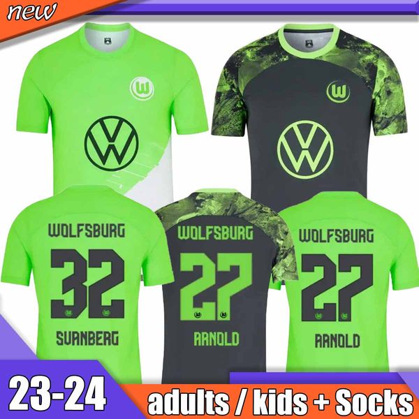 

23/24 wolfsburg soccer jersey lacroix waldschmidt waldschmidt .nmecha 2023 2024 home away green kaminski baku arnold gerhardt f.nmecha wind, Black;yellow