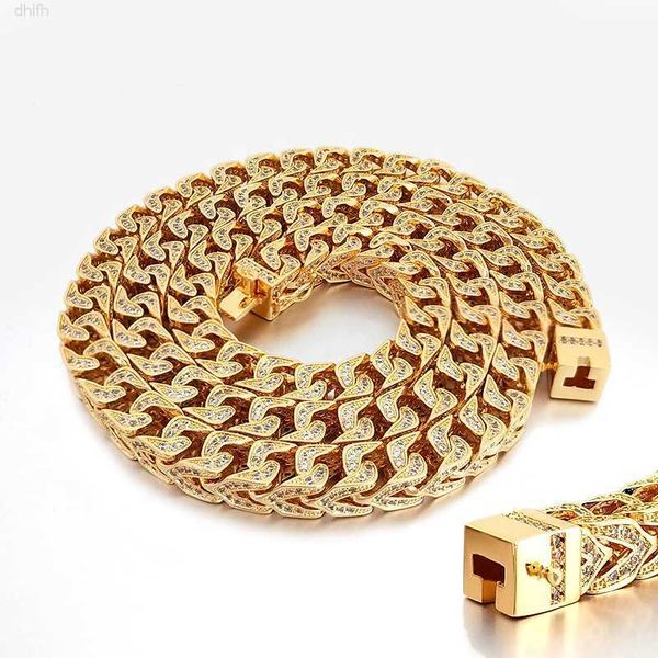 

18k gold plated 360 fully iced out cz hip hop lab diamond franco chain, Silver