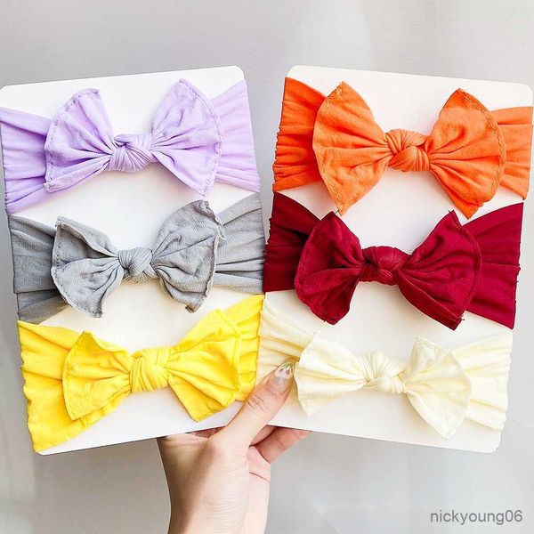 

hair accessories 1pcs solid cotton kids bows cables turban headband for baby girls knot elastic hairbands handmade headwear, Slivery;white