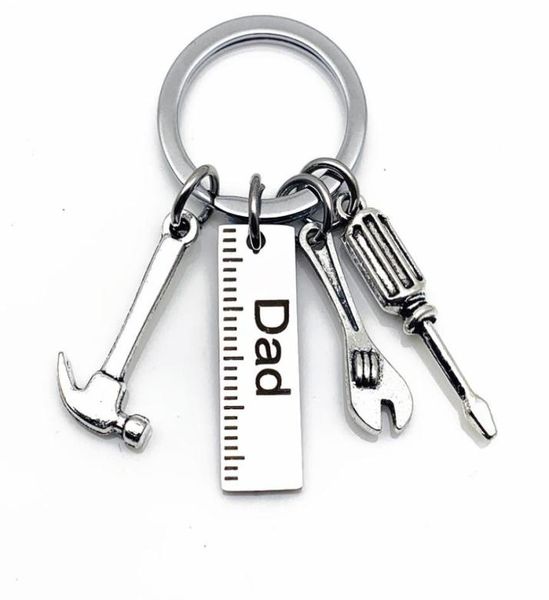 

2020 new stainless steel keychain dad papa grandpa diy hammer screwdriver wrench dad039s tools key chain for father039s day 2802246, Slivery;golden