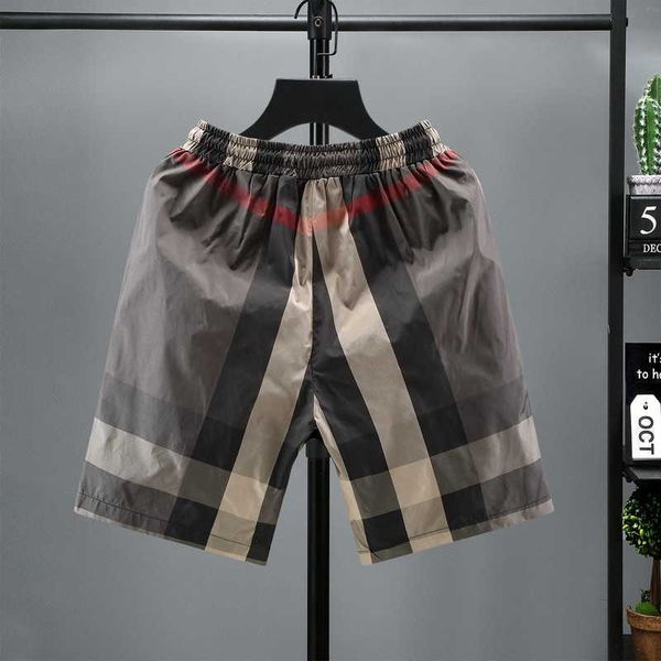 

8a original b urberry shorts and pants online shop summer shorts mens casual korean version trendy plaid five piece versatile at home loose, Black