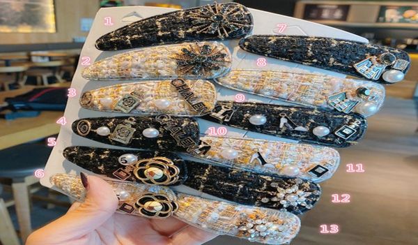 

christmas ladies popular hairpin alloy pearl retro rhinestone broken hair side clip hair accessories9878181, Black;brown
