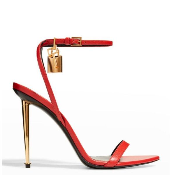 

woman sandal queen tom-sandal padlock sandals high-heeled luxury designer high-heeled naked pumps summer shoes pointy toe, Black