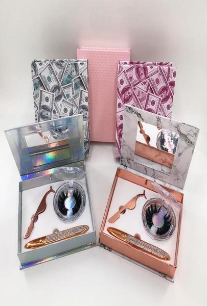 

2021 new arrivals custom eyelash book with eyelash eyeliner tweezers 25mm mink lashes false eyelashes box6919522