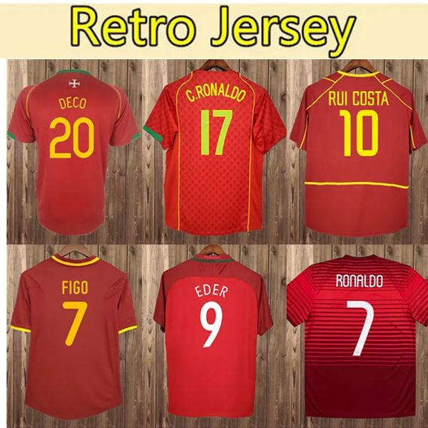 

1966 1969 portugal rui costa figo mens retro soccer jerseys 1997 1998 1999 2002 2004 2010 2012 nani r. meireles deco eder home red away, White;black