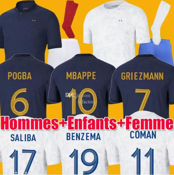 

2022 soccer jersey 2022 2023 mbappe griezmann kante pogba maillots de football maillot equipe french child kit socks men fans, Black;yellow