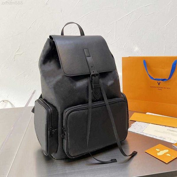 

leather designer backpack men women large capacity travel bag trio m45538