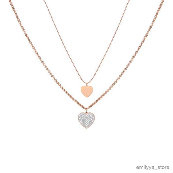 

pendant necklaces stainless steel heart layers popcorn chain necklaces for women girls party gifts trendy stainless steel jewelry, Silver