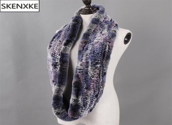 

new russian women infinity real rex rabbit fur scarf circle long real fur scarf winter warm street fashion genuine fur muffler y206420874, Blue;gray