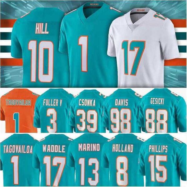 

football jersey miami''dolphins''10 tyreek hill 13 marino 1 tua tagovailoa 17 jaylen waddle 5 jalen ramsey 31 raheem mos, Black;red