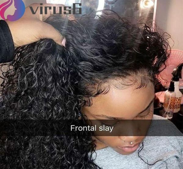 

deep curly 360 lace front human hair wigs 250 density 13x6 lace frontal wig brazilian short bob lace wig6890041, Black