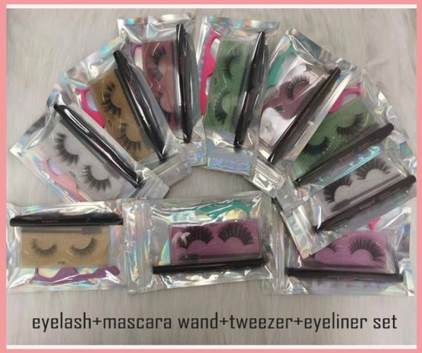 

false 3d mink eyelashes eyelash 3d eye makeup mink false eyelashes mascara wand tweezers eyeliner lashes extension eye makeup tool3775462