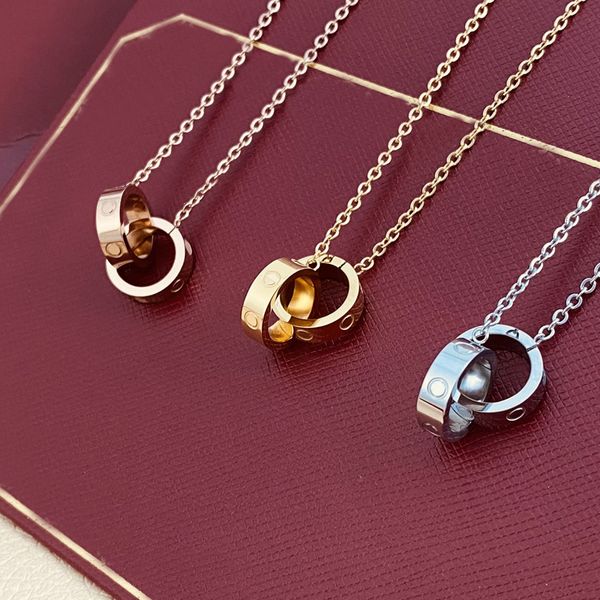 

designer necklaces for women trendy love pendant custom diamond double ring tungsten acrylic white gold couple womens gold silver rose plate