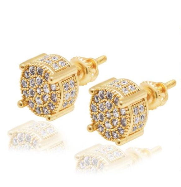 

hiphop zircon earrings back for men and women gold silver plated ear stud ice out hip hop ear rings jewelry8541149, White
