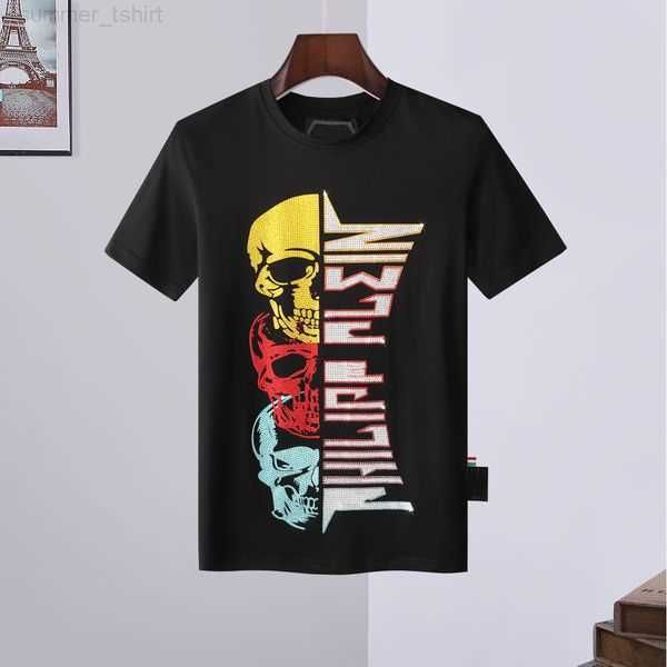 

summer mens womens designer t-shirt polo shirt fashion casual diamond process skull high-end printed round neck pullover short sleeve oversi, White;black