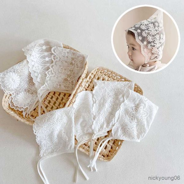 

hair accessories embroidery baby girl hat spring summer breathable mesh kids for newborn infant princess adjustable beanie hats, Slivery;white