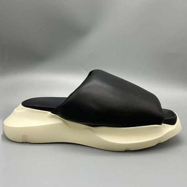 

big size flip flops men soft genuine leather ankle wrap sandals thick bottom slippers p15d50, Black