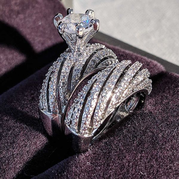 

solitaire ring silver color bride 2023 new luxury brand wedding ring set for female women bride engagement anniversary gift jewelry r4991 z0, Golden;silver