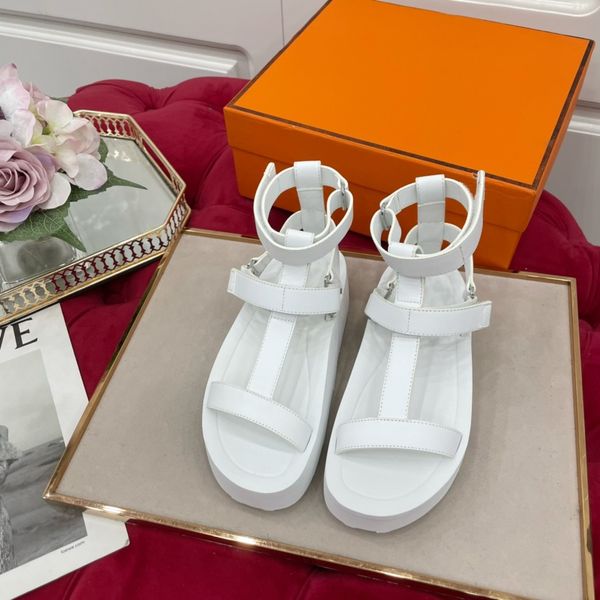 

casual shoes 2023 runway show new sweetest cool sandals women thick sole vamp head layer calfskin size 35-42, Black
