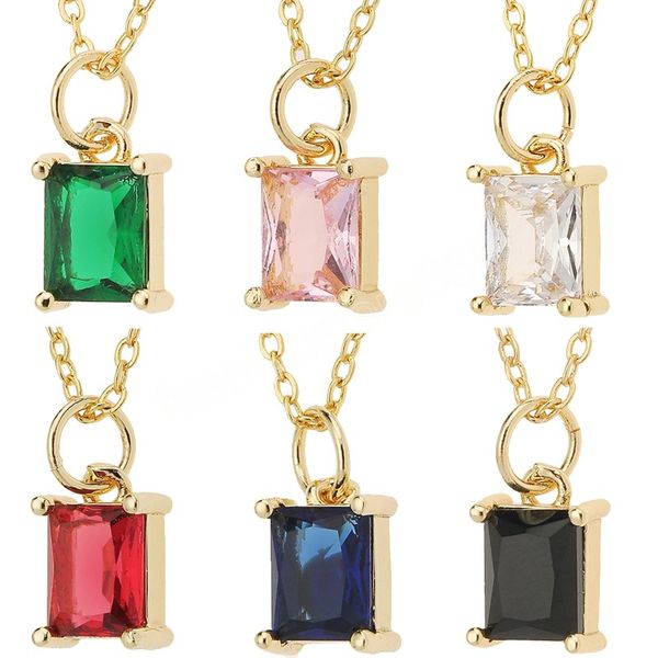 

luxurious squares crystal necklaces pendant 18k gold plated chain choker for girls women birthday valentine's day jewelry gifts, Silver