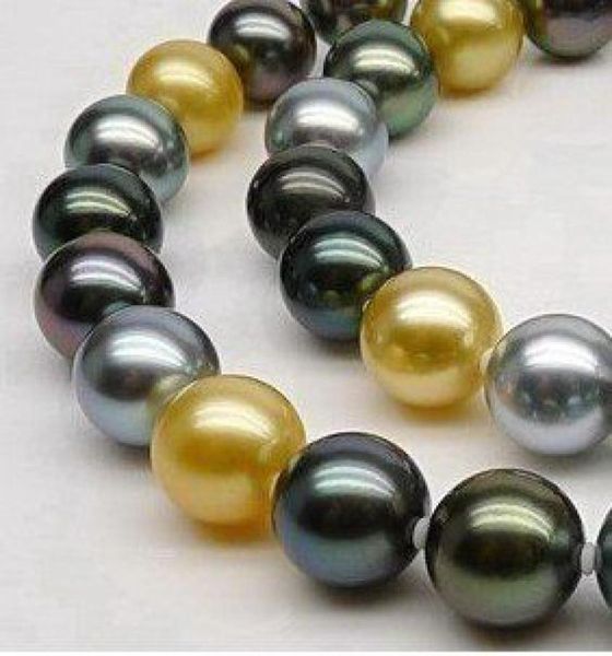 

genuine stunning 1011mm tahitian black green gold pearl necklace 18inch 14k4712367, Silver