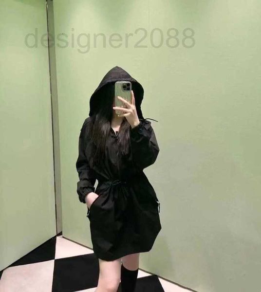 

basic & casual dresses designer spring/summer 23 new hooded off shoulder sprint dress fashion versatile trendy women's dybb, Black;gray