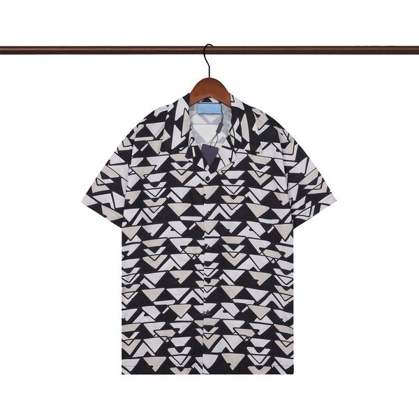 

men designers blouse shirts beach shorts men's fashion geometric letter print bowling shirts casual shirts men short sleeve pants dress, White;black