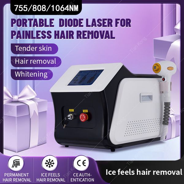 

fast hair removal machine 755nm 808nm 1064nm 3 wavelength diode l-aser painless permanent 2000w professional, Black