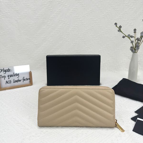 

designer wallet 19cm y358094 genuine leather zipper clutch with box, Red;black