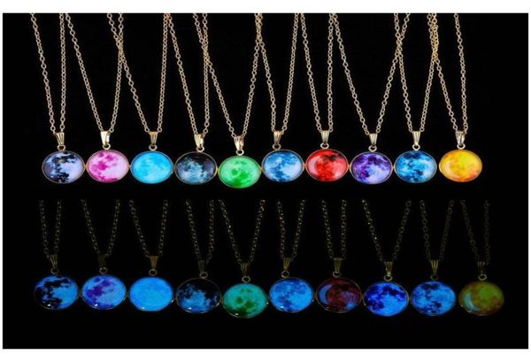 

11 styles luminous glow in the dark necklace moon glass cabochon necklaces pendants sweater chain charms jewelry for women girls i8635953, Silver