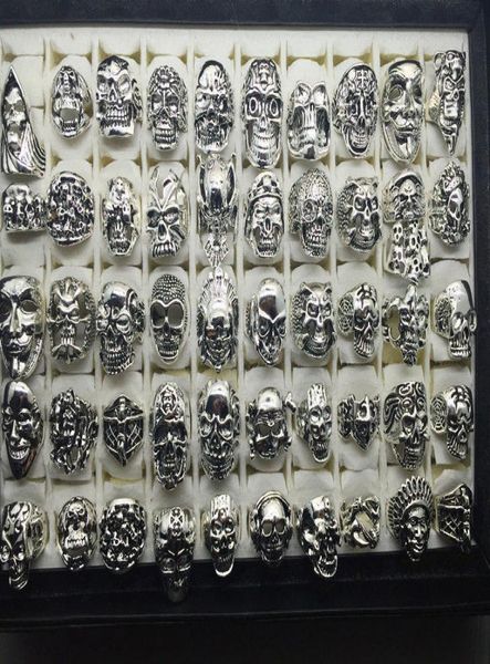

vintage gothic punk assorted skull style sports bikers silver jewelry ring size 8 to 129583246