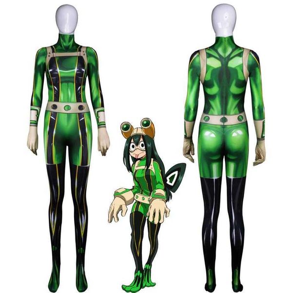 

anime costumes 3d printed boku no hero academia froppy cosplay comes pro hero tsuyu asui hero academia zentai bodysuit z0602, Black