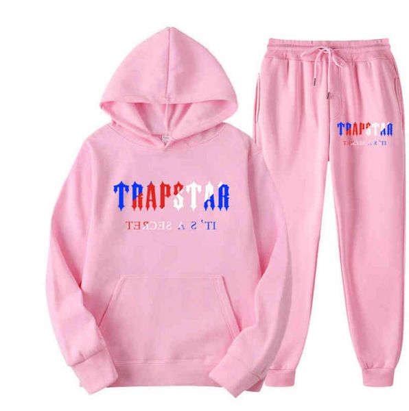 

tracksuit trapstar brand printed sportswear men's t shirts 16 colors warm two pieces set loose hoodie sweatshirt pants jogging leisure2, White;black