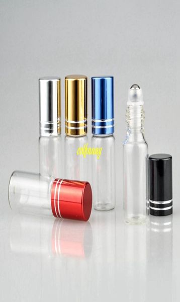 

200pcsot fast 5ml clear glass essential oil roller bottles with stainless steel roller balls perfumes roll on bottles2343857