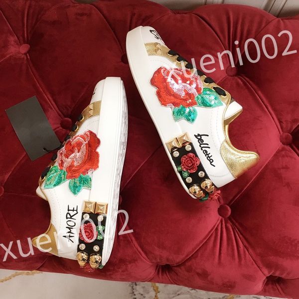 

new luxury designer men causal shoes fashion woman leather lace up platform sole sneakers white black mens womens