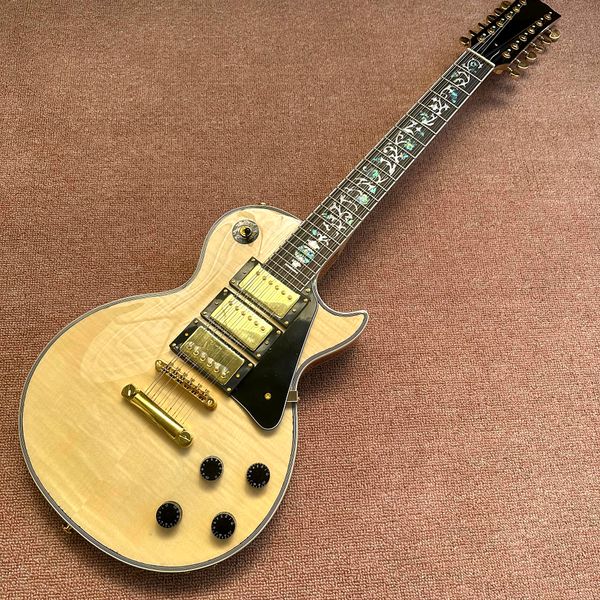 

custom shop, lp custom electric guitar, flame maple 22 frets, 12 string guitar physical snaps, ing