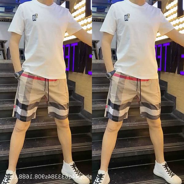 

8a original b urberry shorts and pants online shop 2023 new summer thin men's fashion beach pants capris casual versatile checker 154, White;black