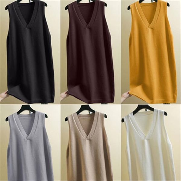 

vests 2020 casual winter oversize straight sleeveless sweater dress women thick knit midi dress female split side loose sweater dress, Black;white