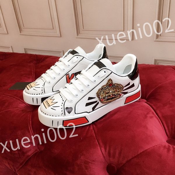 

new designer men causal shoes fashion woman leather lace up platform sole sneakers white black mens womens