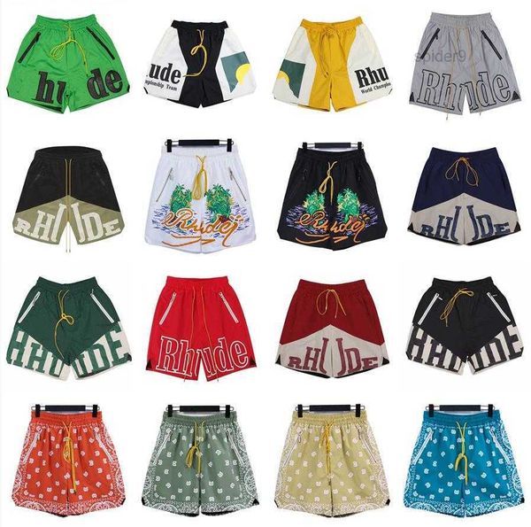 

rhude shorts designers mens basketball short pants luxurys summer beach palm letter mesh street fashion sweatpants 7109, White;black