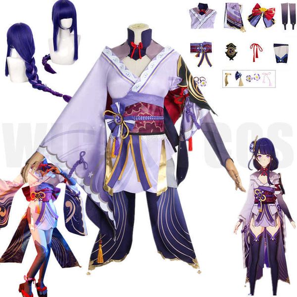 

anime costumes raiden shogun genshin impact cosplay come wig cosplay women kimono dress outfit halloween roleplay come z0602, Black