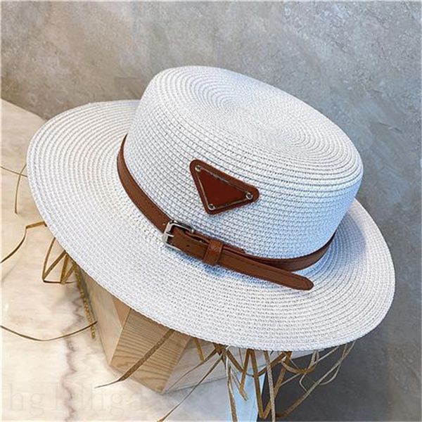 

creative bucket hat for women straw hat brown leather decor metal plated gold gorras classic letter triabgle sign popular summer beach hats, Blue;gray