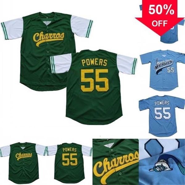 

xflsp glamit mens kenny powers #55 eastbound and down mexican charros kenny powers 100% stitched movie baseball jersey green blue fast shipp, Black