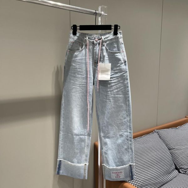 

jeans womens high street designer trouser legs open fork tight capris embroidery printing denim trousers warm slimming jean pants fashion br, Blue