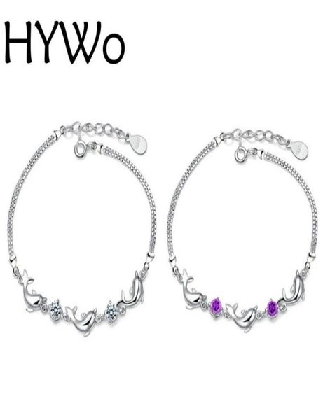 

hywo shop unique diy 925 silver zircon crystal dolphin bracelet for fashion women gift pulseras factory direct special whole3257737, Black