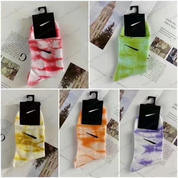 

autumn winter pure cotton men's and women's tie dyed long socks sports high tube tide candy color sock, Black
