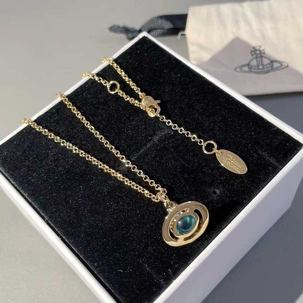 

designers high edition western queen mother vivian saturn orb three dimensional planet glass color diamond planet necklace, Silver