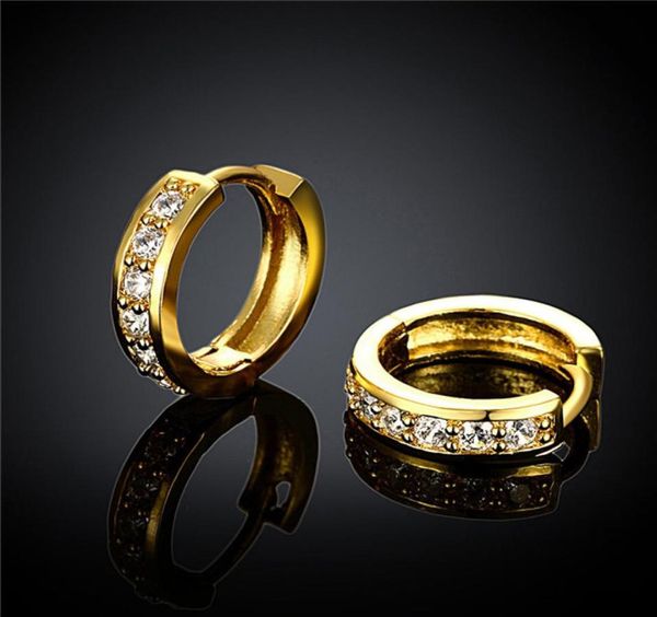 

2015 new design 18k gold plated swiss cz diamond small hoop earrings fashion wedding engagement jewelry for women 2196420, Golden;silver