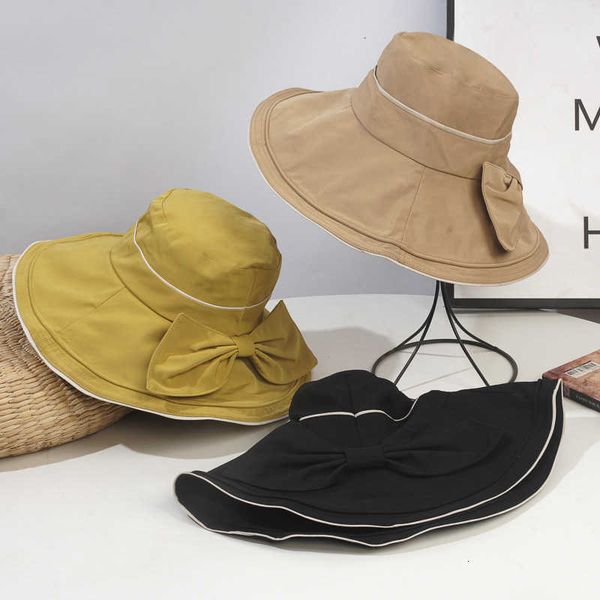 

Fashion designer baseball cap luxury Hat Women's Summer Big Eave Bowknot Fisherman Korean Version Tidal Folding Sun Protection Beach Travel Pot, Pink11